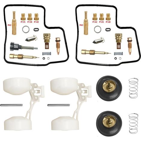 Kit de réparation de carburateur pour NT650 Hawk 1988-1991 650 cm³ (flotteur)  Kit + Flotteur + Air  Compatible NT650 Hawk  bicylindre en V  gicleurs en laiton  joints en nitrile  pièces en POM  résis (1/5)