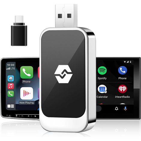 Adaptador inalámbrico Euakee Car-Play para iOS y Android, el adaptador inalámbrico Car-Play más pequeño y rápido, Plug & Play. Convierte coches con cableado de fábrica en coches inalámbricos Car-Play. (1/5)