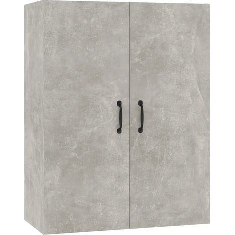 Armoire suspendue murale contemporaine 69,5 x 34 x 90 cm grand espace de rangement en bois gris béton (1/5)