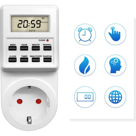 Presa elettrica e digitale programmabile, timer ricorrente programmabile, presa con timer conto alla rovescia, presa con timer programmabile e schermo LCD, risparmio energetico (1/4)