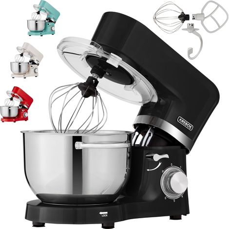 Robot pâtissier 1500 W avec 2 bols inox, fouet, batteur, crochet, 6 vitesses (1/5)