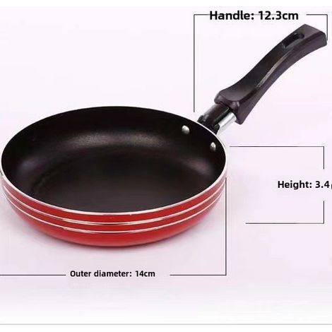 Mini-Omelettpfanne aus Aluminium mit flachem Boden, Kunststoffgriff, dicker Antihaftbeschichtung, flache Bratpfanne für Spiegeleier und Steaks (14 cm Durchmesser) (1/5)