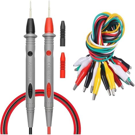 Kit de test multimètre 1000 V 20 A Numérique Electronique Sonde 10pcs Soudé Fils de Test avec Pinces Crocodiles Cable de Test Isolé Clips à Double Extrémité (1/5)