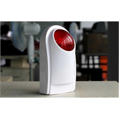 Sirena de alarma inalámbrica con 120 dB, sonido de adaptador de corriente y sirena roja intermitente, 20011562 mm (1/4)