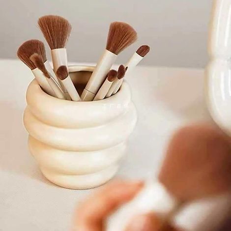 Make-up-Pinsel-Organizer – Box für Pinsel und Zubehör – Keramik – Weiß