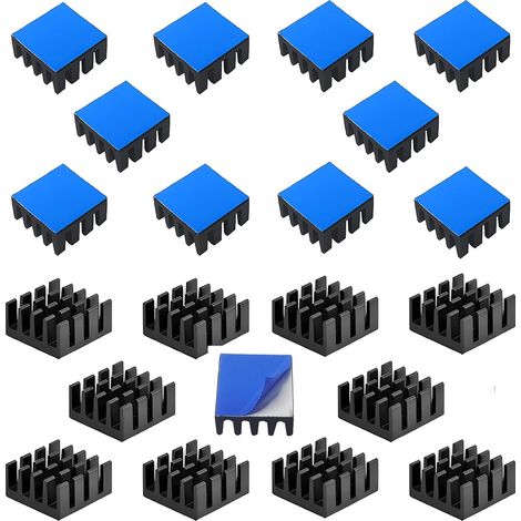 Dissipateur Thermique, Radiateur en aluminium,Avec de la colle thermique Utilisé pour refroidir l'imprimante 3D (20pcs, noir) (1/4)