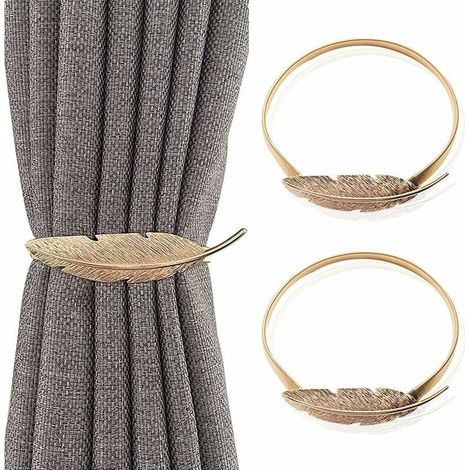 Lot de 2 embrasses magnétiques pour rideaux, pinces à rideaux en alliage (feuilles dorées) Ternel (1/5)