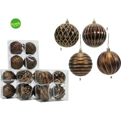 Set 4 sfere natalizie general trade Ø10cm marrone