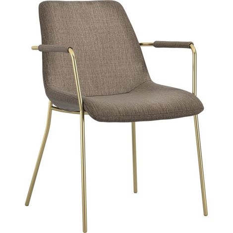 Carlo Arms Dining Chair (Pack of 2) - Textured Velvet/Metal - L56.5 x W83 x H60.5 cm - Taupe