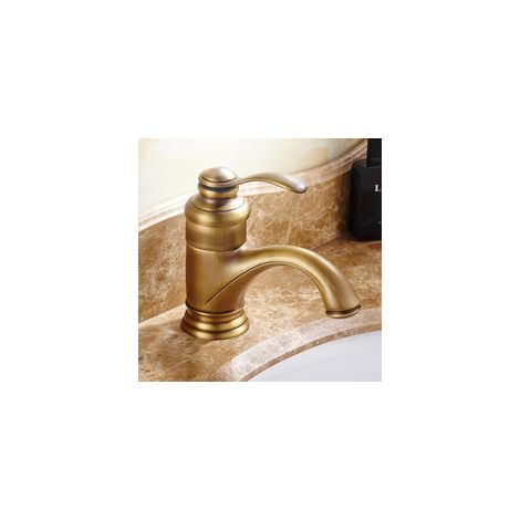 Antique Retro Robinet De Bain Bassin Européen Chaud Et Froid Lavabo De La Salle De Bains Mitigeur en Bronze Cruches Vintage Spray Dessin Balcon Bar Toilettes Lave-Mains Robinet d'eau (1/3)