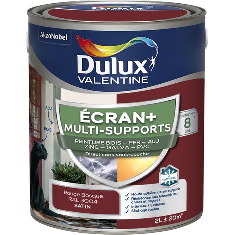 ECRAN+ MULTI-SUPPORTS EXTERIEURE - Peinture en Phase Aqueuse Éxtérieur - Satin Rouge Basque 2 L - Dulux Valentine