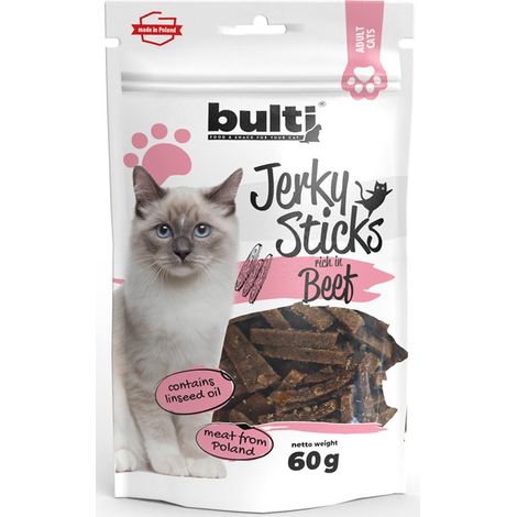 Bulti Bastoncini di carne secca Snack per gatti 60 g - Ricchi di manzo 60 g