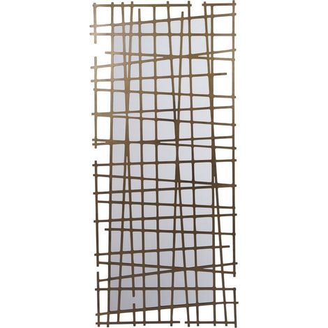 Lattice Wall Decor Mirror Brass Finish - Glass/Iron - L3 x W62 x H140 cm - Dark Gold Iron Coated Clear Mirror