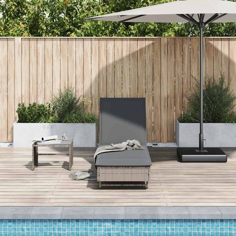 vidaXL Sonnenliege mit Rollen und Auflage Grau Poly Rattan (1/5)
