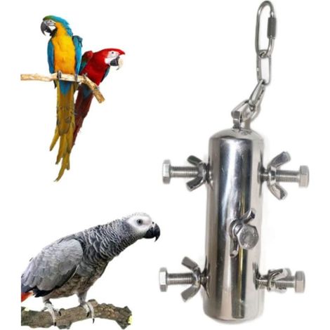 Stainless Steel Parrot Toys, Hanging Chew Bird Toys for Parrots, Bell Macaw Toys, Puzzle Interactive Foraging Bird Toys, Large Bird Toys Toys for Macaws, African Grey, Amazon Parrots (1/5)