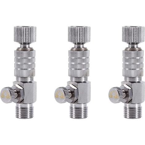 Lot de 3 coupleurs à déconnexion rapide pour aérographe, adaptateur de tuyau d'air de 0,3 cm avec valve de contrôle de réglage pour compresseur d'air et tuyau d'aérographe (1/5)