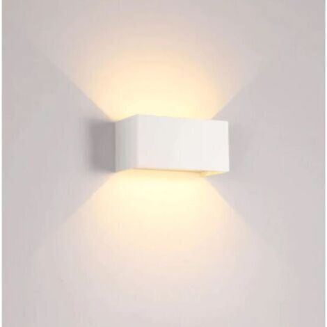 Aplique de pared LED de exterior de 12 W, superbrillante, resistente al agua, de doble cabezal, para balcones, con iluminación hacia arriba y hacia abajo, color blanco.