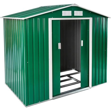 Abri de jardin en métal Vert 214 X 130 X 185 cm. Toit 2 pans (1/5)