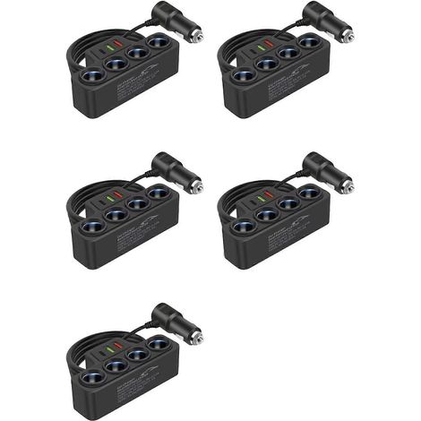 Compatible avec 5 prises allume-cigare de voiture à quatre trous, 12V-24V, adaptateur secteur pour téléphone portable 120W, QC3.0+PD3.1A, prise allume-cigare de voiture. (1/5)