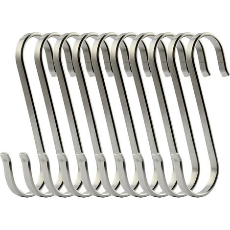 Set mit 10 Edelstahl-S-Haken zum Aufhängen von Kochgeschirr oder Fleischwaren (1/5)