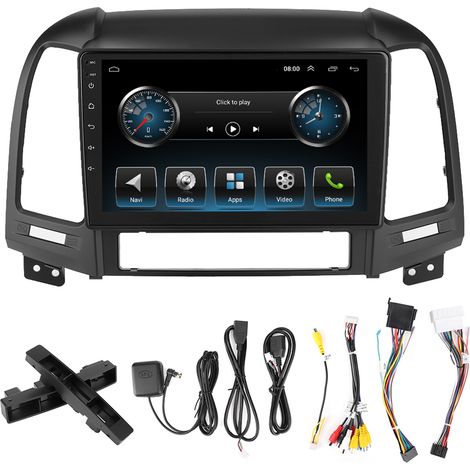 9 Pouces 2 Din GPS Navigation MP5 Multimédia Android 9.1 Compatible Hyundai Santa Fe 2006-2012 (1/5)
