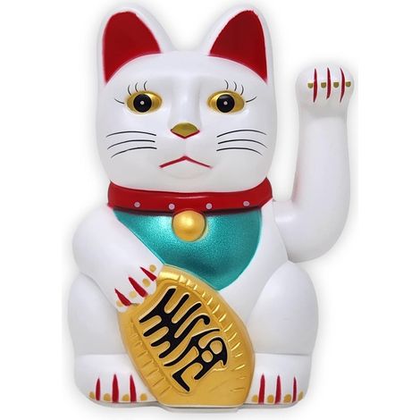 Chat porte-bonheur chinois (Maneki-neko) - Feng Shui, Plastique, Weiss, 15 cm (1/5)