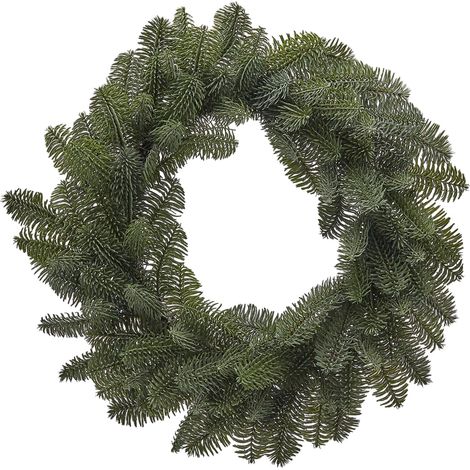 Ghirlanda tonda con punte di Pino Nobilis West corona natalizia, dietro porta verde -Ø 38 cm (1/3)