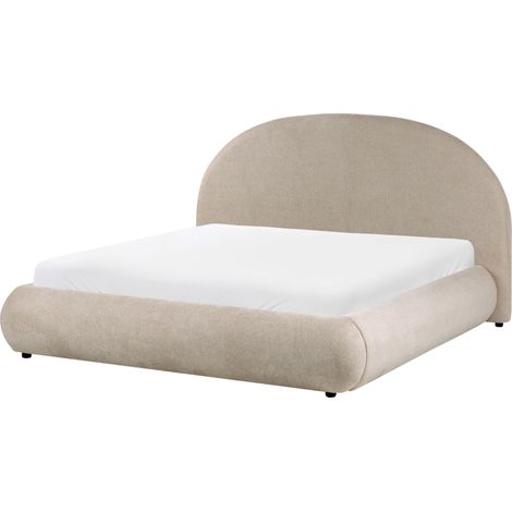 Ottoman Bed Taupe Fabric EU King Size 5ft3 Tufted with Lift-Up Sprung Frame Storage GRASSE