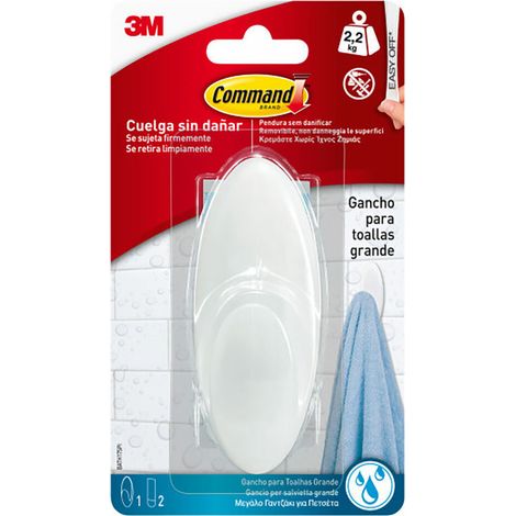 Gancio per tovagliolo, grande, bianco, 1 pezzo + 2 cinturini, massimo 2,2 kg (1/3)