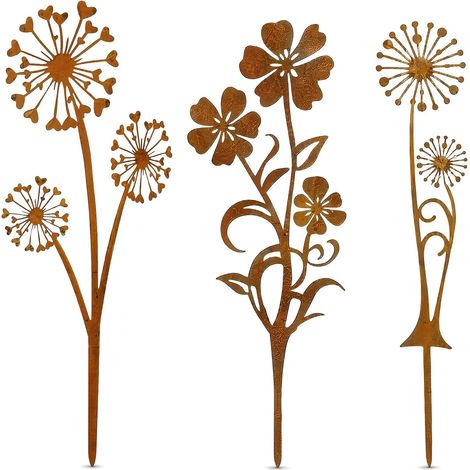 3 Pièces Mental Décoration de Jardin Rouillée Décoratifs pour Terrasse (1/5)