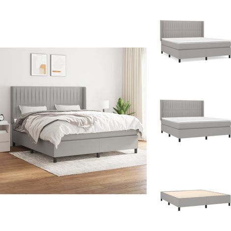 Boxspringbett mit Matratze Hellgrau 160x200 cm Stoff - Boxspringbett - Doppelbett - Schlafraum - Liegekomfort - Bettauflage (1/5)