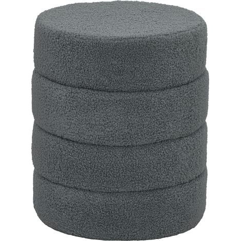 Tabouret rond en polaire douce, jusqu'à 120 kg, Ø 40 x H 45 cm, gris foncé (1/5)
