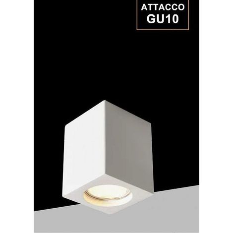 Trade Shop - Porta Faretto Lampada Soffitto Quadrato In Gesso Attacco Gu10 H90mm Ip20 Gs-c90-q - (1/5)