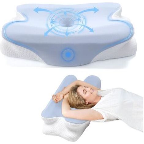 Oreiller Ergonomique Cervical,Oreiller memoire Forme,Oreillers Orthopédique de Forme,Idéal pour Dormeurs sur Le Côté, Le Dos et Le Ventre Coussin Cervicales Douloureuses pour Dormir (1/5)