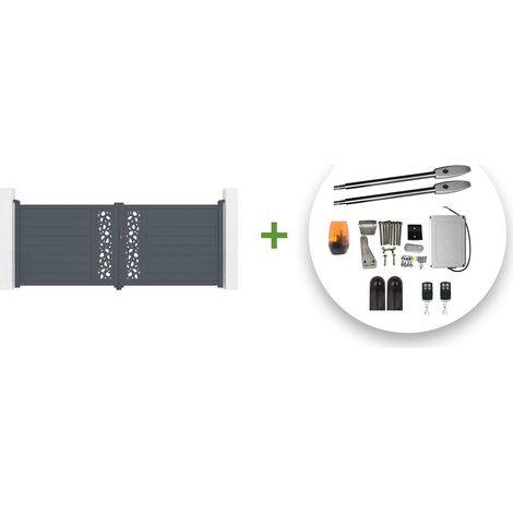 Portail battant électrique SUNNY 350x140cm gris + Motorisation TANKER B250 (1/5)