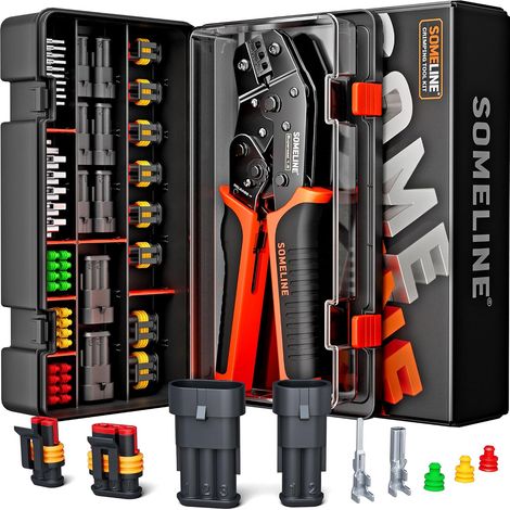 Kit de connecteurs automobiles étanches, Pince à sertir 0,34–2,5 mm², avec connecteurs 2/3 broches Pince à sertir compatible avec les connecteurs série 1.5 (1/5)