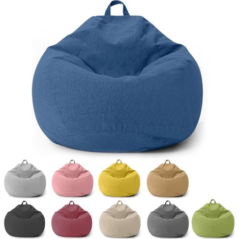 Pouf pour enfants et adultes, housse uniquement (sans rembourrage) pour chambre à coucher, bureau, salon, terrasse (bleu, 100 x 120 cm) (1/5)