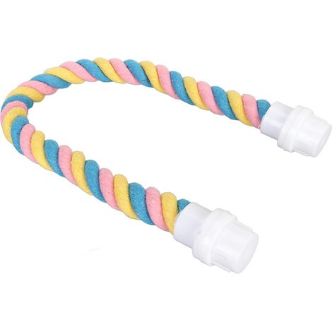 Perchoir en corde pour oiseaux, coloré et flexible, en coton, avec balançoire et jouet d'escalade pour perruches et calopsittes (taille M, 41,4 cm). (1/5)