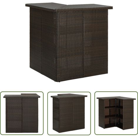 The Living Store Table d'angle de bar Marron 100x50x105 cm Résine tressée - Table De Bar - Table D'angle - Table Bistrot - Meuble De Salon - Mobilier Extérieur (1/5)