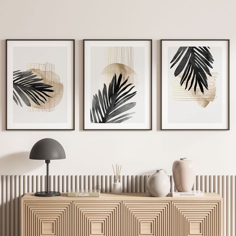 Lot de 3 Affiches / Posters Triptyque - Feuilles - 3 Affiches - 70x100 cm (Cadres non fournis) - Photo pleine page (1/5)
