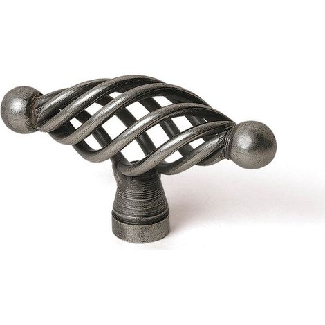 Bouton De Meuble Elliptique Argent Acier H.36 X L.62 X P.23 Mm