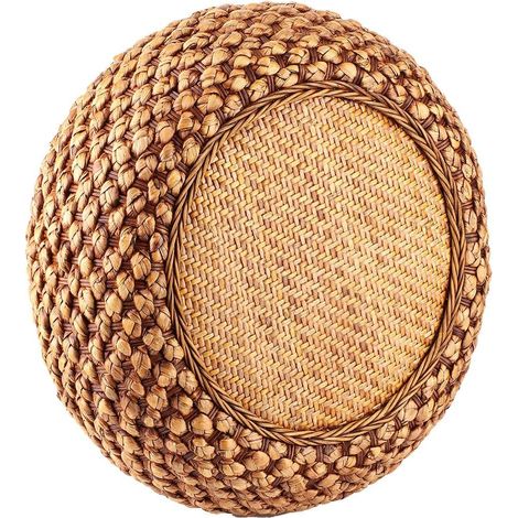 Coussin de Siège de Sol Rond Couleur café, Oreiller Tatami tissé à la Main avec Rembourrage en éponge Douce, 1 Grand Oreiller de Sol pour Méditation, Yoga, Salon, Balcon, Cérémonie du thé (1/5)