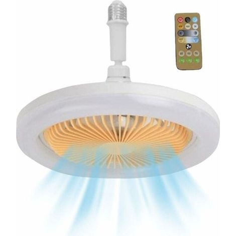 Ventilateur de plafond avec lumières et télécommande Ventilateur de Plafond LED E27 A Variable Ventilateurs de plafond silencieux 30W avec ventilateur mural intégré pour minuterie pour pièce (1/3)