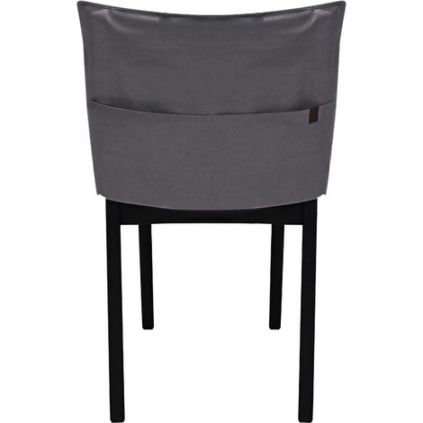 Funda para silla de comedor de estilo minimalista - Almacenamiento en el respaldo de la silla - Gris oscuro - L