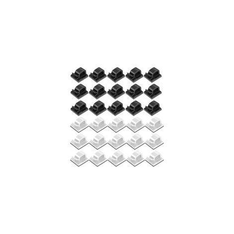 100pcs Clips Câbles Adhésifs Gestion de Câble Support Organiseur de Fils Électriques Plastique Organisateurs de Cordon de Câble Clip pour Fixer des Câbles (50 noir + 50 blanc) (1/5)