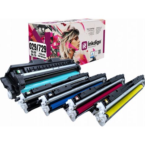 Tambor y tóner Inkdigo CRG729 compatible con Canon i-Sensys LBP7010C LBP7018C. Certificado TÜV. (1/5)