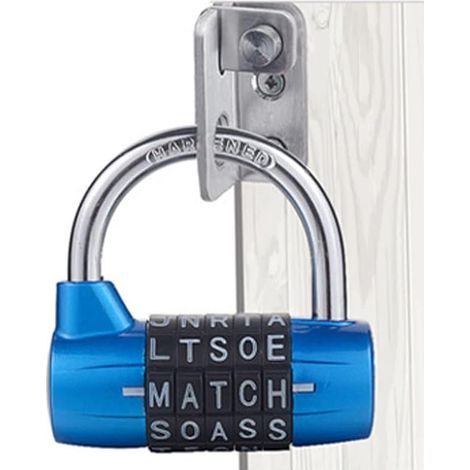 Combination Padlock - 5 cadrans, Gym Locker Locker, 5 serrures alphanumériques, 5 serrures numériques combinées, School Gym Locker Sécurité Padlock (bleu)
