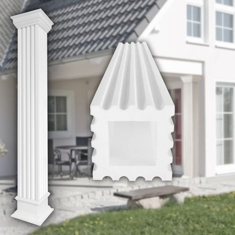 PRESTIGE DECOR Säulen & Halbsäulen eckig 225-244cm Steg-Kannelierung, Dekosäule Kunstharzputz weiß (Größe S - geschlossen, Schaft)