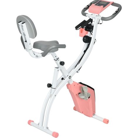 Bicicletta statica pieghevole X-Bike 2 in 1 con LCD e resistenza magnetica, rosa (1/4)