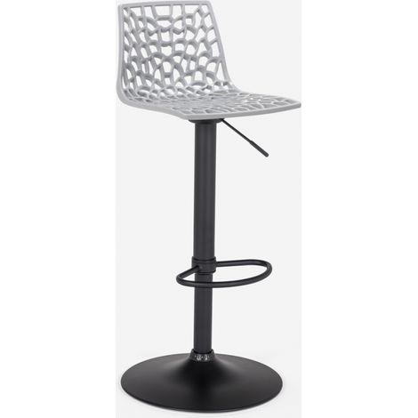 Sgabello design cucina bar base nero opaco regolabile Grand Soleil Spider Matt - Grigio